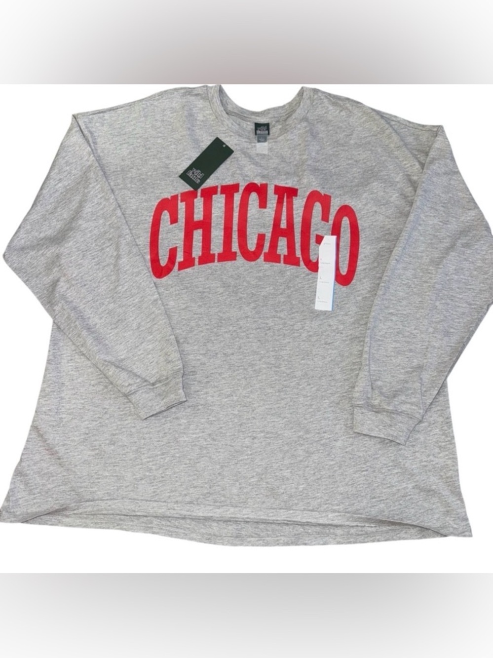 Wild Fable Chicago Long Sleeve Graphic Tee Women’s Large Gray Red Lettering